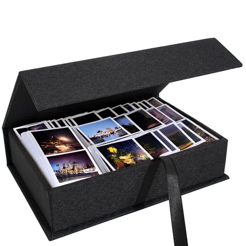 Photo Storage Box 8x10, Memory Box - Black | Linen Material, Connected Lid, for Photos, Certificates, Scrapbooking Supplies, Keepsakes, Jewelry - color: Black, size: 8"x10"