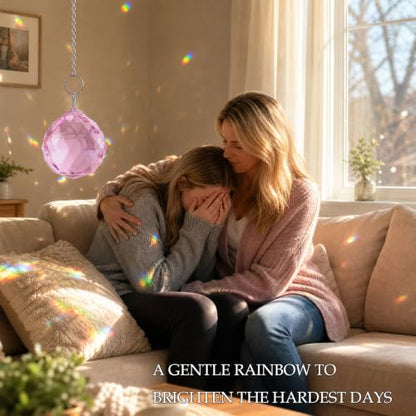 Bereavement Gifts for Loss of Loved One, Hanging Pink Rainbow Maker - color: Pink Ball