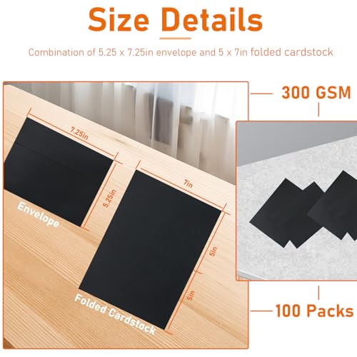 Guakicae 100 Packs Black Greeting Cards and Envelopes 5 x 7 - color: Black, size: 5x7-100pcs