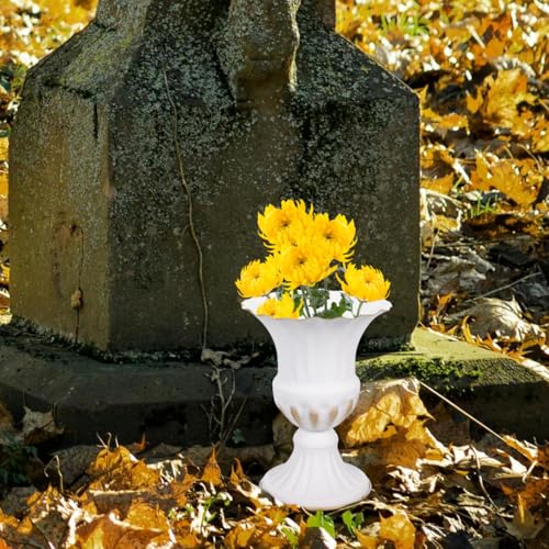 ARTIBETTER Cemetery Memorial Vase 2 Pack Iron Urn with Stable Base for Outdoor Lawn Garden Headstone Flower Holders