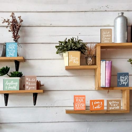 Rossesay 9 Pcs Mini Inspirational Wooden Signs for Desk Table, Vivid Colors - color: Vivid Colors