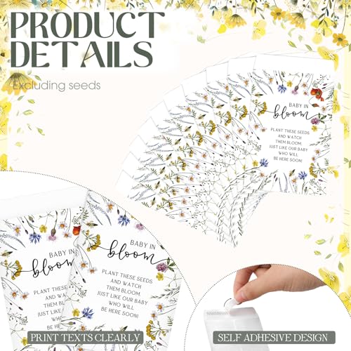 Fumete 50 Pcs Wildflower Seed Packet Baby in Bloom Baby Shower Party Favor