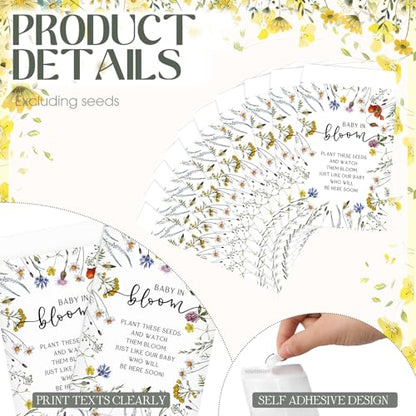 Fumete 50 Pcs Wildflower Seed Packet Baby in Bloom Baby Shower Party Favor