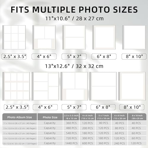 Vienrose Large Self Adhesive Photo Album with Window 11x10.6 60 Pages Blue | Linen Cover, Scrapbook, Fits 4X6 8X10 Pictures, Metallic Pen Included, Diy - color: Blue, size: 11"x10.6" 60Pages