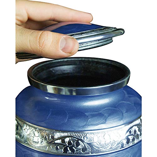 Angel Wings Funeral Cremation Urn with Personalization and Velvet Bag (Royal Blue, Extra Large) - color: Royal Blue, size: Extra Large