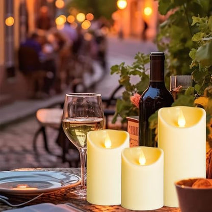 YIWER Plastic Flameless LED Candles,9PCS Battery Operated Candle with Remote Fake Electronic Flickering Light Large Pillar D3”H4”(10.2) 5”6”Durable Use - color: D3"-Plastic, size: 9PCS