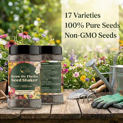 Wildflower Seed Shaker – Awesome Annual Mix by GevaGrow - 2 Ounce Shaker - size: 2oz Shaker, style: Annual Wildflower Mix