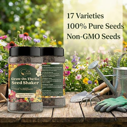 Wildflower Seed Shaker – Awesome Annual Mix by GevaGrow - 2 Ounce Shaker - size: 2oz Shaker, style: Annual Wildflower Mix