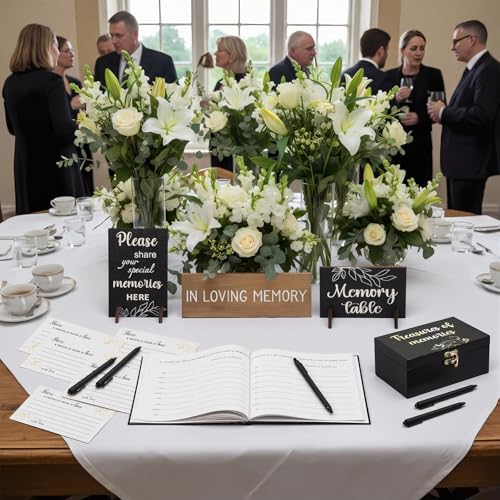 Celebration of Life Guest Book Funeral Memory Cards, Gold Leaf - style: Gold Leaf