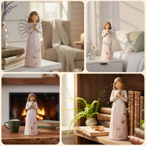 NAN ZAI NAN FANG Guardian Angel Figurine 5.5" Heartfelt Gifts for Mother | Daughter,Sister,Women Friend,Hand-Painted Resin Angel Statue for Home Decor,Hope Encouragement Memorial & Healing - style: Bluebird