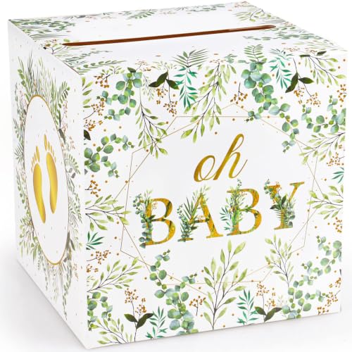 Hxezoc Floral Baby Shower Card Box Favors Post Box Cardboard Receiving Money Box Holder for Reception, Baby Showers, Anniversary, Baby Birthday Party Table Centerpiece Decorations - style: Floral