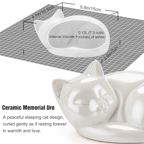 abooxiu Pet Urn for Cats Small Urn for Pet Ashes Sleeping Kitty Cat Urns for Ashes Pet Cremation Keepsake Funeral Urns Ceramic Mini Urns for Ashes Pet Memorial Sympathy Gifts for Loss of Cats