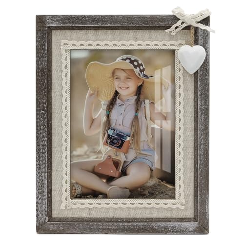 Sapowerntus 5x7 Rustic Picture Frames Wooden Farmhouse Heart Photo Frame - size: 5x7 in (single)