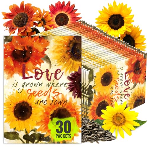 Seed Needs Sunflower Seed Packet Gift Favors for Weddings & Bridal Showers - size: 30 Packs, style: FAV-006