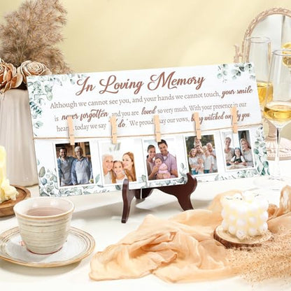 RattanView Wood Memorial Table Sign with 5 Clips Wedding, Eucalyptus 2 - style: Eucalyptus 2
