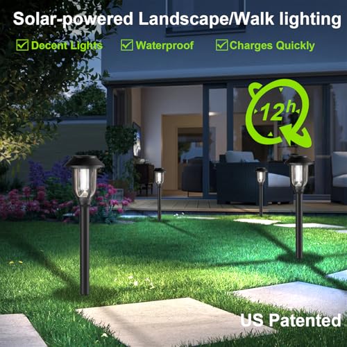 ILANCK 12 Pack Solar Lights Outdoor, 6000K Bright Solar Pathway Lights for Outside, Auto On/Off Waterproof Solar Powered,Landscape Lighting for Walkway, Yard, Path, Driveway, Garden - color: 6000K White Light