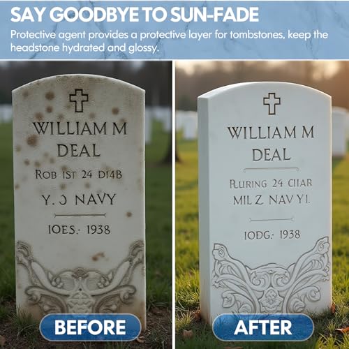 Headstone & Gravestone Cleaner for Memorials – Safe for Granite & Stone, Non-Acid Formula Gently Removes Dirt & Organic Stains (10.14 fl oz)