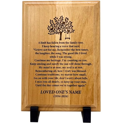 Personalized “A Limb Has Fallen” Sympathy Gift Memorial Plaque – Remembrance Gift for Loss of Loved One – Customizable Bereavement Gift – In Loving Memory Keepsake (Alder, 9x12 inch) - size: 9x12 inch