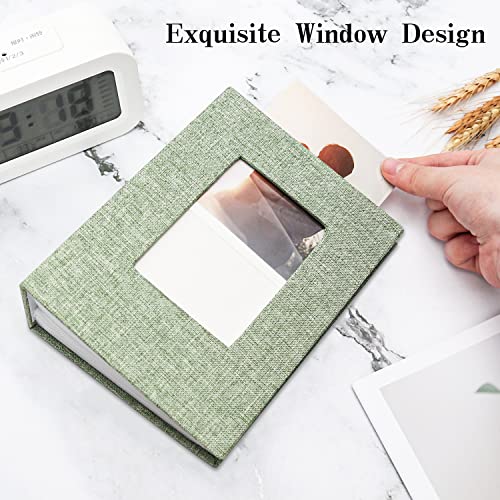 Vienrose 4x6 Photo Album,100 Pockets,Linen Cover with Window,Grass Green | Cover Window, Acid Free Pages, Linen Hardcover, Baby Wedding Family Photos - color: Grassgreen, size: 100 Pocket