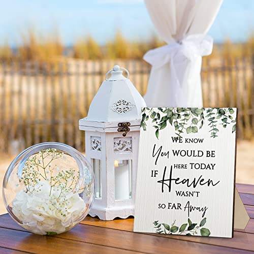 Yulejo Floral Memorial Wedding Sign Heaven Wasn't So Far Away | Tabletop Display with Stand for Ceremony Reception, Greenery Design, Loving Memory Tribute, Wooden Decor Celebration