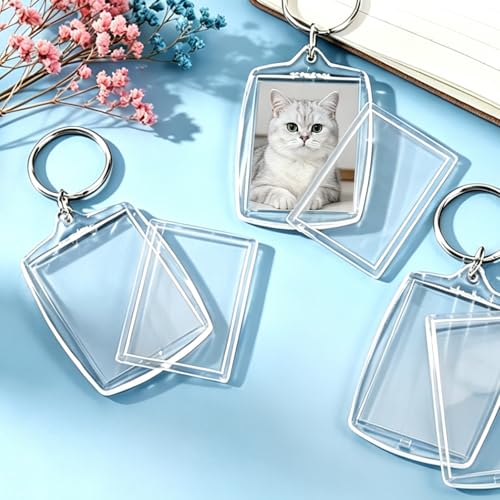 Qyyiguf Clear Photo Keychain - size: 60PCS 2.4 x 1.6inch