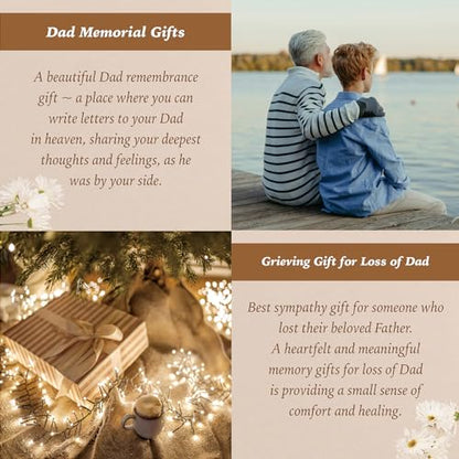 Dad Grieving Gift, Sympathy Condolence Remembrance Memorial Gifts | Letters To My Dad In Heaven Faux Leather Journal with Window Cover 200 Pages A5 Lined for Family Friend Who Loss of Father - style: Dad