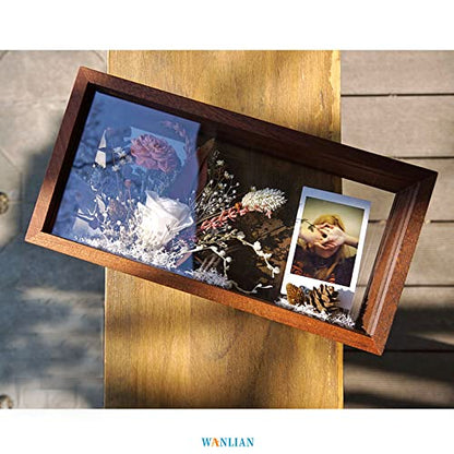 Shadow Photo Frame,Wooden Double-Sided High-Definition Plexiglass Storage Box, DIY Display Box, Suitable for Dried Flowers, Specimens, Handicrafts, Baby Souvenirs and Photos (Walnut Brown) - color: Walnut Brown