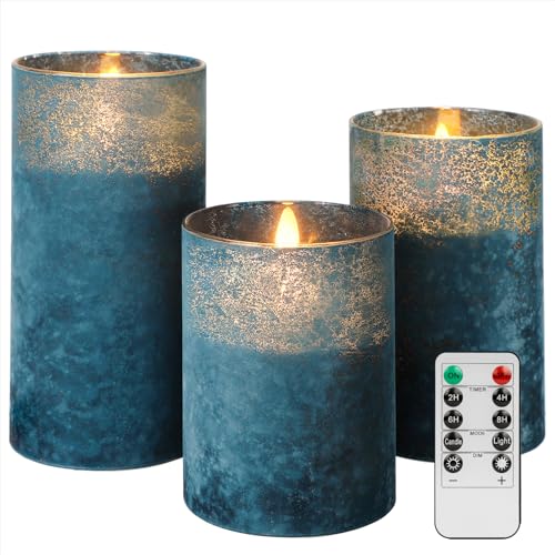 ANGELLOONG Blue Candles, Flickering Flameless Candles with Remote for Room - color: Sandblast Blue