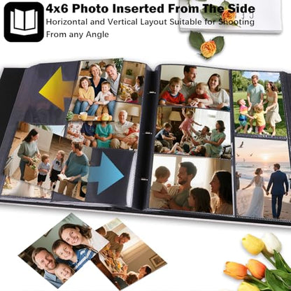 Ruibytree Extra Large Capacity Photo Album 4x6 Pictures 1000 Pockets, Beige | Linen Cover, Horizontal & Vertical 4x6 Photos, Removable Acid-Free Pages, Front Display Window, for Family, Wedding & Travel - color: Beige