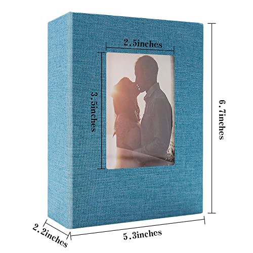 Vienrose 4x6 Photo Album,100 Pockets,Linen Cover with Window,Sky Blue | Cover Window, Acid Free Pages, Linen Hardcover, Baby Wedding Family Photos - color: Skyblue, size: 100 Pocket