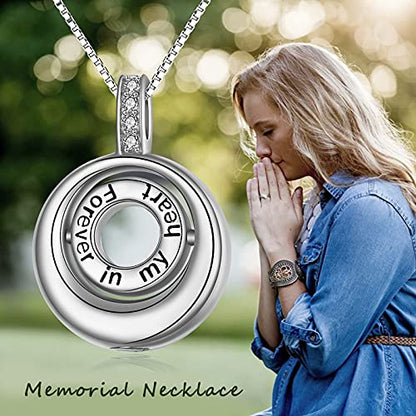 WINNICACA Cremation Jewelry for Ashes Locket Ashes Necklace Urn Necklace for Women Sterling Silver Cremation Necklace for Ashes Fine Keepsake Picture Necklace Memorial Jewelry - style: C02-Circle of Life Urn Necklace(Created Opal)
