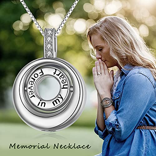 WINNICACA Cremation Jewelry for Ashes Locket Ashes Necklace Urn Necklace for Women Sterling Silver Cremation Necklace for Ashes Fine Keepsake Picture Necklace Memorial Jewelry - style: C02-Circle of Life Urn Necklace(Created Opal)