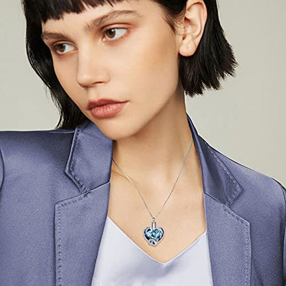 WINNICACA Silver Cremation Urn Necklaces for Ashes of Loved Ones - style: Dolphins Crystal Necklace