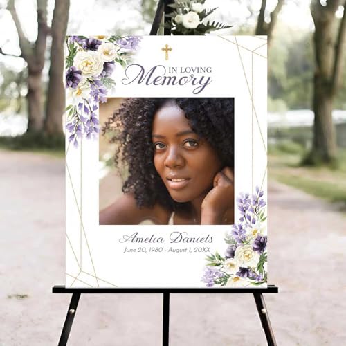 Wisteria & Roses Celebration of Life Welcome Sign, Editable Funeral Welcome Sign, in Loving Memory Sign, Celebration of Life Funeral Sign, Celebration of Life Sign, Funeral Photo Sign #Ki12 - color: Version #21