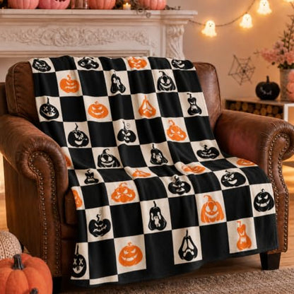 Halloween Blanket Scary Pumpkin Throw Blankets Gifts for Women Men 50"X60" - color: Spooky Pumpkin