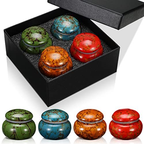 Sieral Set of 4 Ceramic Mini Keepsake Urns for Human Ashes,Vintage | Sharing Mini Cremation Urns for Pet Ashes Memorial, Funeral Container with Box Lining, Ceramic Keepsake Loved Ones Lost