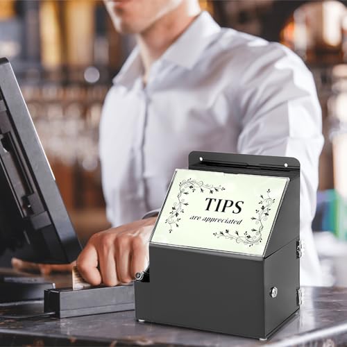 BTSKY Acrylic Suggestion Box with Lock & 5"x7" Sign Slot, Side-Pocket,Black | Wall Mounted Donation Box Office Ballot Boxes Collection Comment Boxes for Voting Fundraising, Locking Suggestion Mailbox