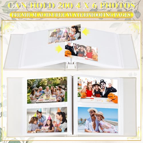 Dunzoom Our Family Photo Album 200 Pcs 4x6 Inch Leather Wedding Anniversary Album with Front Window Double Heart Design Couple Gifts - style: Our Family Photos