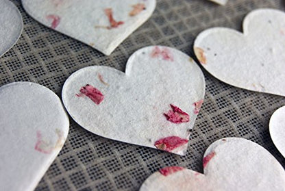 Of The Earth Handmade Paper - Wildflower Seed Paper Large Hearts - Recycled Flower Petals - Bulk Set of 100 (24s Pink Petal) - color: 24s Pink Petal