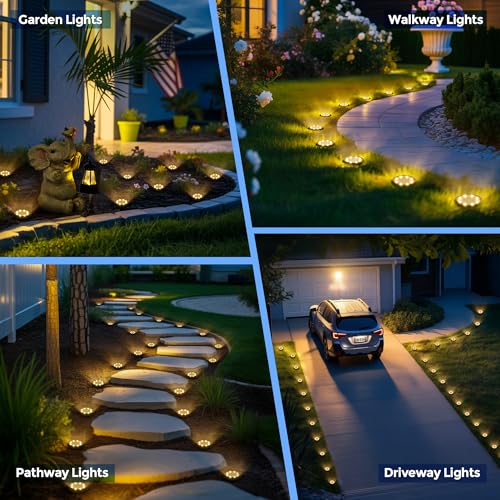SOLPEX 12 Pack Small Solar Ground Lights, Driveway Lights Warm White - color: Warm White, size: 12 Pack