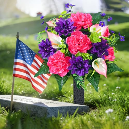 2 Set Artificial Cemetery Flowers for Grave Memorial Flowers for Cemetery