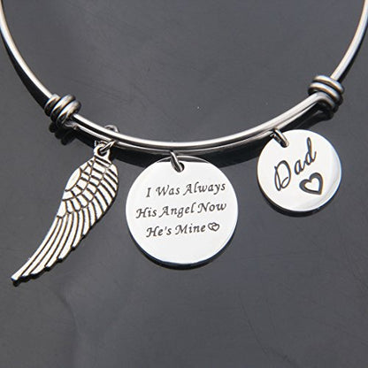 WUSUANED Memorial Jewelry I Used to Be His/Her Angel Bracelet in Memory of Loved One Dad Mom Sympathy Gift - color: In memory of dad bracelet