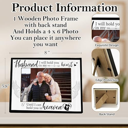 Sympathy Picture Frame, Memorial Gifts for Loss of Husband, Remembrance Gifts Photo Frame, 4x6 Bereavement Photo Frame for Tabletop Display Photo Insert - L06 - style: loss of husband 2