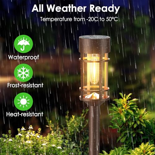 Mancra 8 Pack Solar Outdoor Lights, Bright Up to 12 Hrs Solar Lights for Outside, Waterproof Solar Garden Lights for Patio, Yard and Landscape, Brown - color: Brown