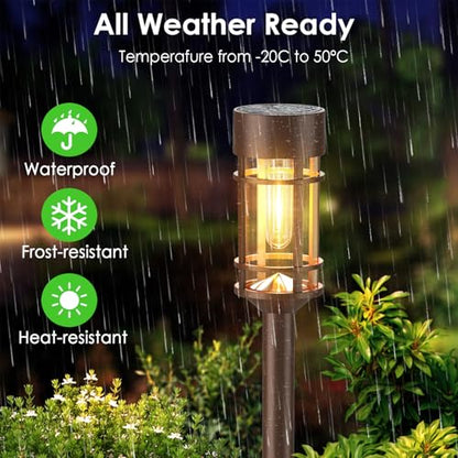 Mancra 8 Pack Solar Outdoor Lights, Bright Up to 12 Hrs Solar Lights for Outside, Waterproof Solar Garden Lights for Patio, Yard and Landscape, Brown - color: Brown