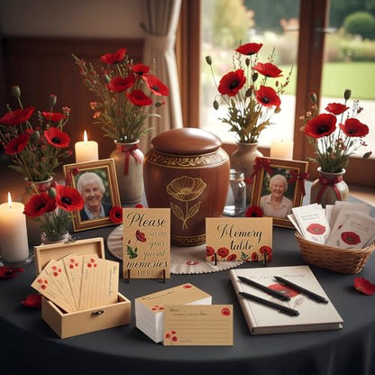 Gilprop 112 Pcs Share a Memory Cards for Celebration of Life, Poppy - style: Poppy