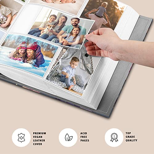 Fintie Photo Album 4x6 Photos - 600 Pockets Large Capacity Albums Book | Vegan Leather Cover, 4X6 Picture Keepsakes, Family/Wedding/Travel Memory Book, Baby/Kids/Boys/Girls Gift, Blooming Hibiscus - color: Blooming Hibiscus
