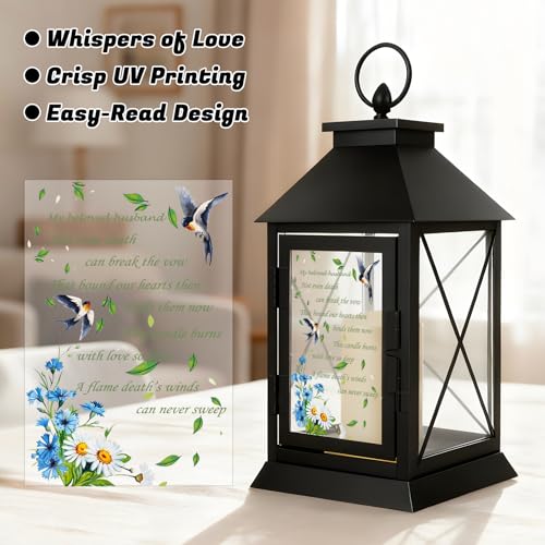 Memorial Candle Lantern with Flickering LED Candle and Remote Control Bereavement Sympathy Gifts in Memory for Loss of Husband Remembrance Gift (Husband) - color: Husband