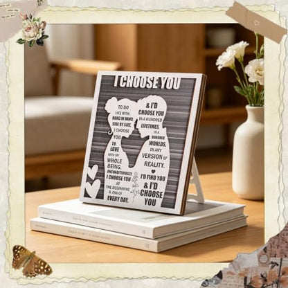 I Choose You Wood Sign Desk,Romantic Valentines Day Gifts for Him Her | Wedding Day Anniversary, Christmas Ideal for Husband Wife Boyfriend Girlfriend Couples & Newlyweds - style: I Choose You