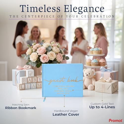 Promot Personalized Guestbook (Baby Blue) - 110 Lined Pages | Elegant Hardcover Design, Smooth Lined Writing Pages, Durable Everyday Construction, Premium Paper Quality, Lay-Flat Binding - color: Baby Blue